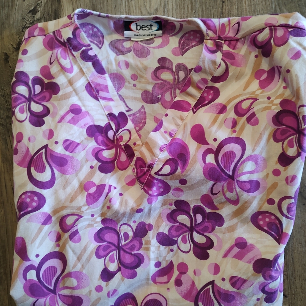 Best Women's Purple and Tan Scrub Top